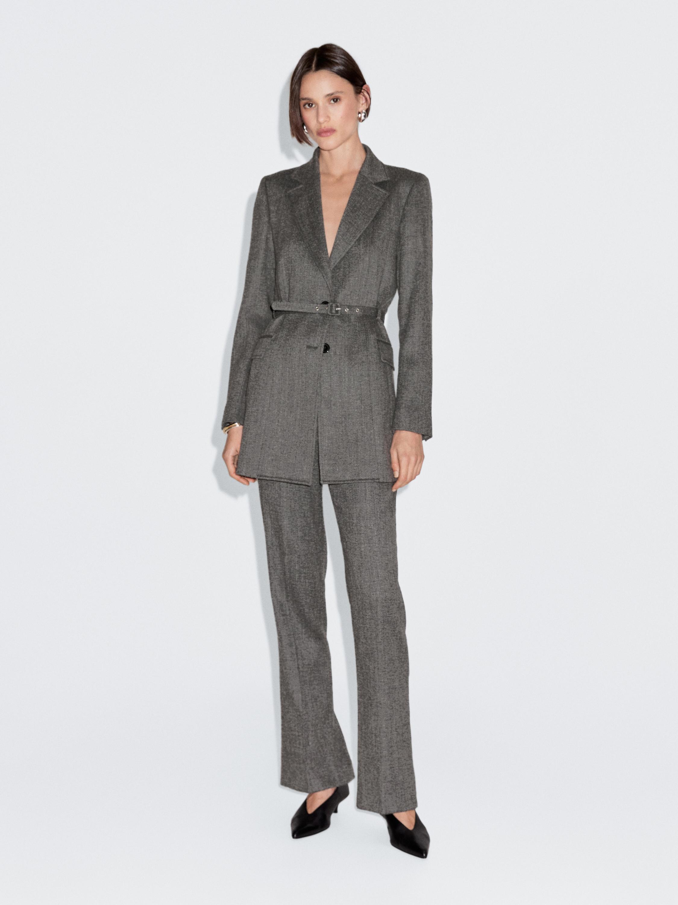 Flecked wool blend suit trousers