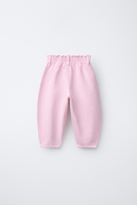 PANTALON SERGÉ BAGGY À POCHES CŒURS - Rose de Zara - Image 1