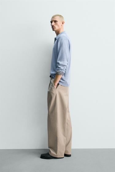 HEMP-COTTON KNIT POLO SHIRT - Sky blue by Zara - Image 3