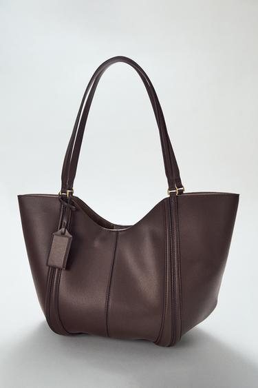 Zara MAXI SHOPPER BAG - Brown
