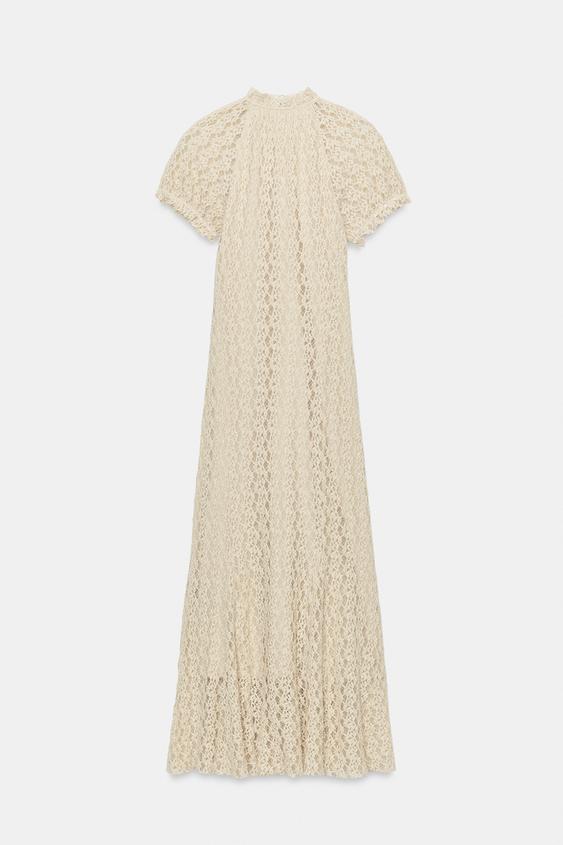 ROBE MI-LONGUE EN DENTELLE - Écru de Zara - Image 6
