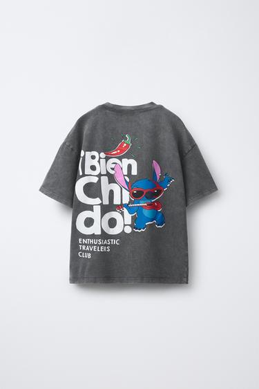 T-SHIRT DÉLAVÉ LILO & STITCH © DISNEY - Gris anthracite de Zara - Image 1