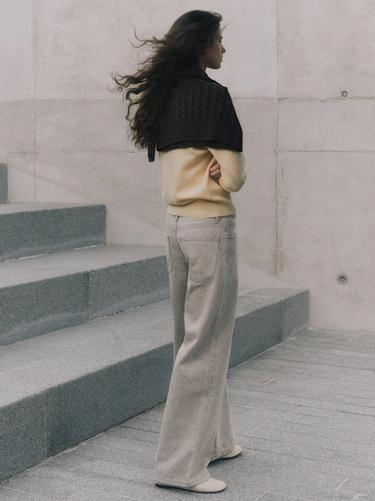 Pull à col rond en maille de laine mélangée - Jaune de Zara - Image 0