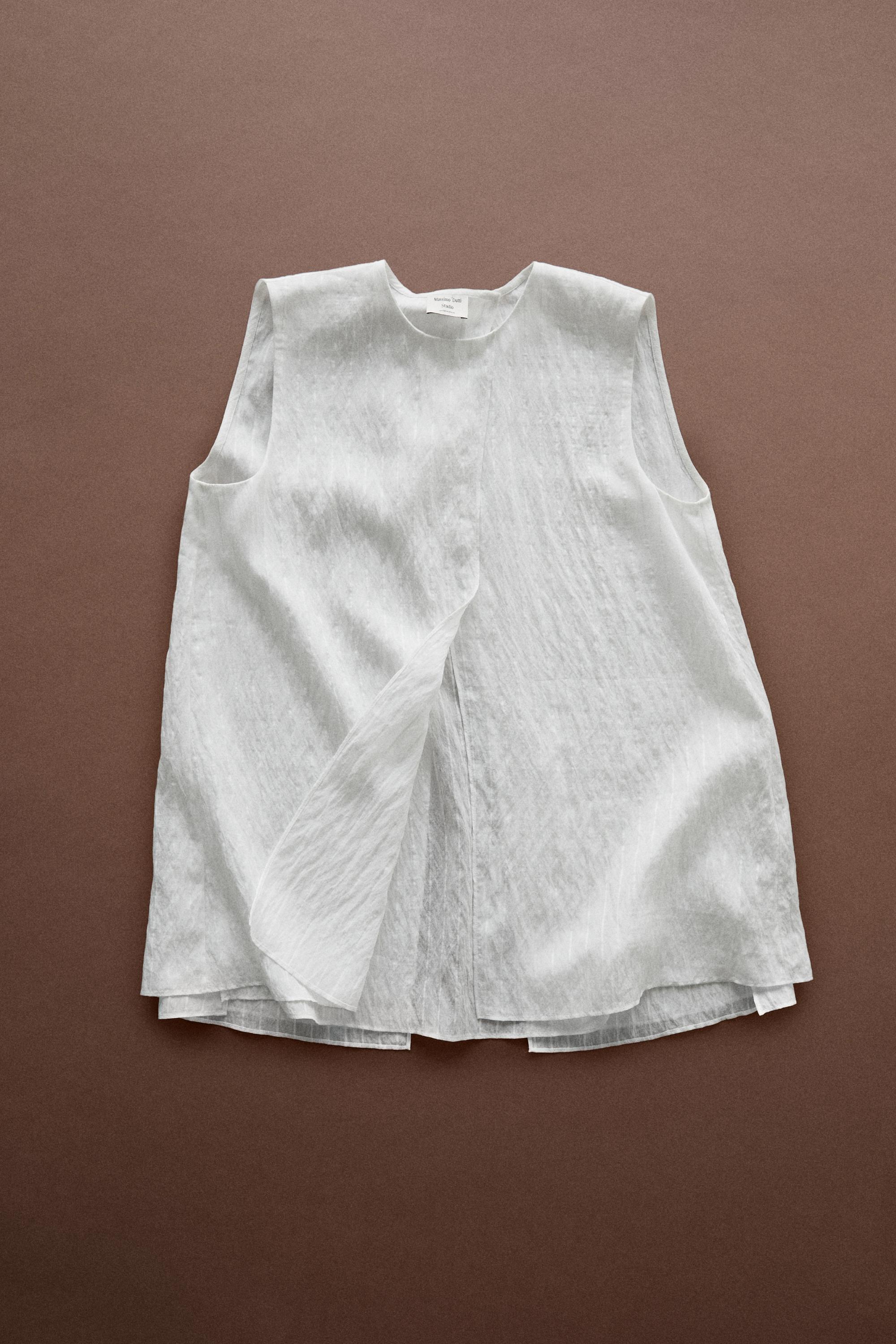 Flowing striped cape top - STUDIO — White