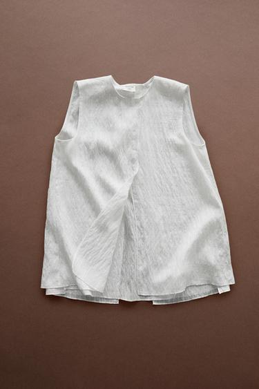 Flowing striped cape top - STUDIO — White 1