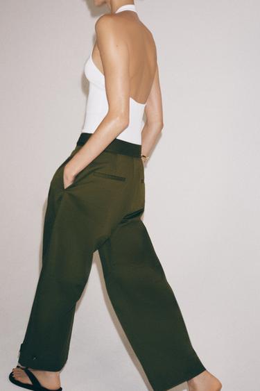 PANTALON CHINO À PASSANTS ZW COLLECTION - Vert olive de Zara - Image 2