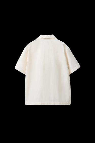 CAMISA PATCHWORK BORDADOS CON LINO Y ALGODÓN - Crudo de Zara