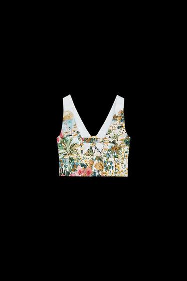 PRINTED KNOT CROP TOP - Multicoloured by Zara