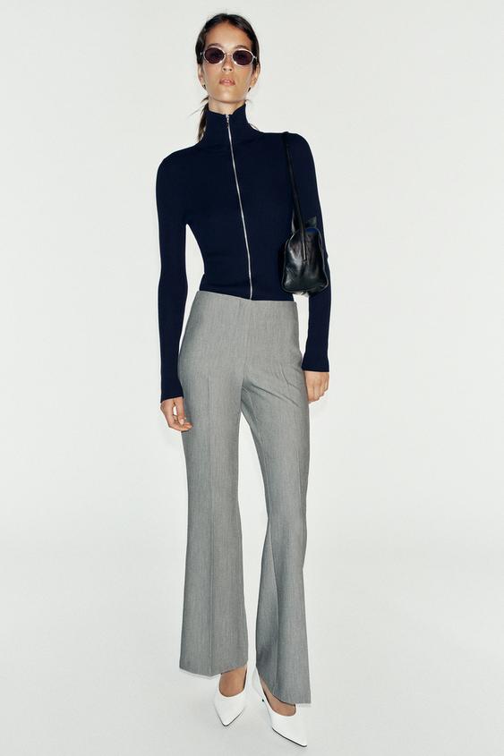 БРЮКИ FLARE С ЗАНИЖЕННОЙ ТАЛИЕЙ — МЯГКИЙ СЕРЫЙ от Zara — изображение 0