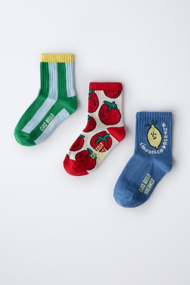 3-PACK OF TOMATO AND STRIPE PRINT SOCKS - Blue by Zara - Image 3
