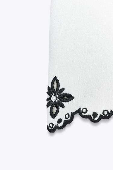 EMBROIDERED DRESS WITH FAUX PEARLS - White by Zara - Image 7