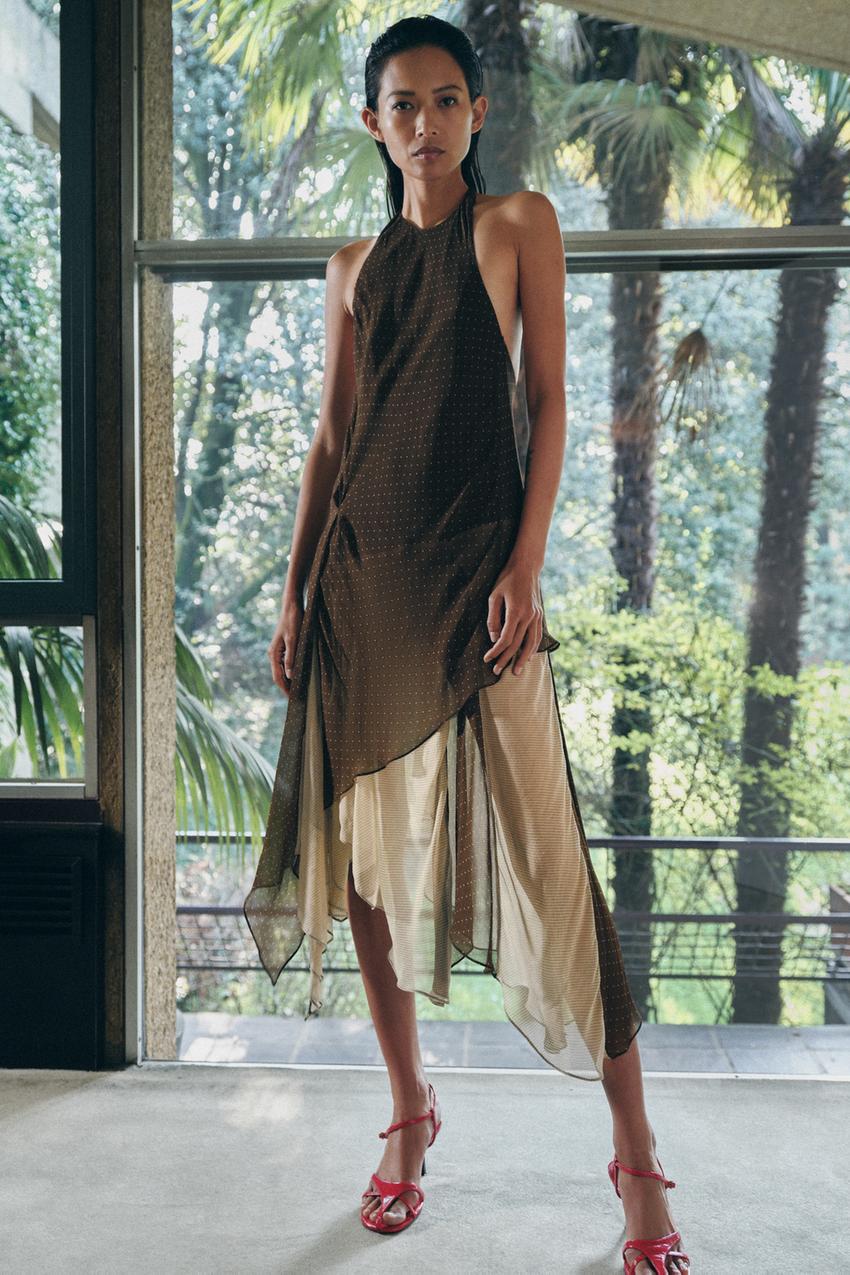 ASYMMETRIC COMBINATION DRESS ZW COLLECTION - Multicolored