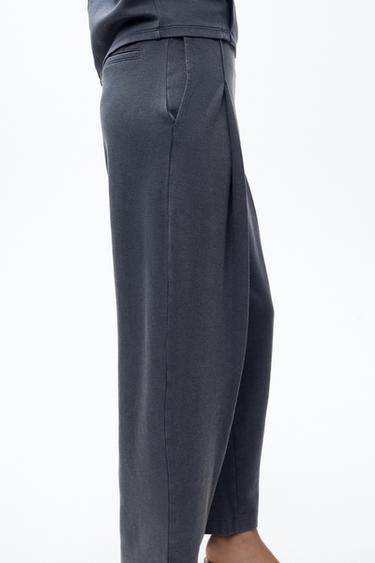 WASHED PLEATED TROUSERS - Blue by Zara - Image 4
