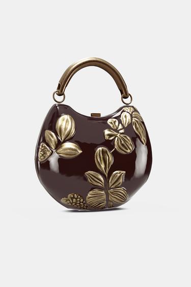 RIGID BOX WITH FLOWERS - Burgundy Red by Zara - Image 5