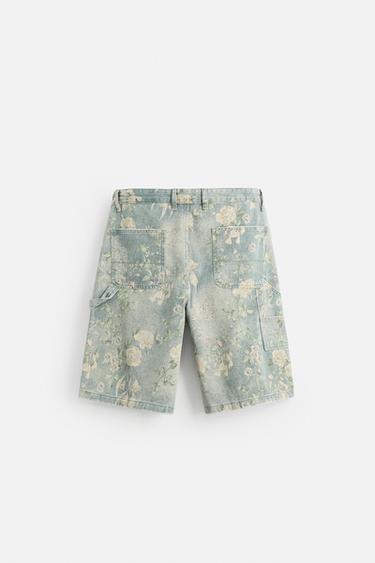 FLORAL PRINT CARPENTER POCKET BERMUDA SHORTS - Printed by Zara - Image 6