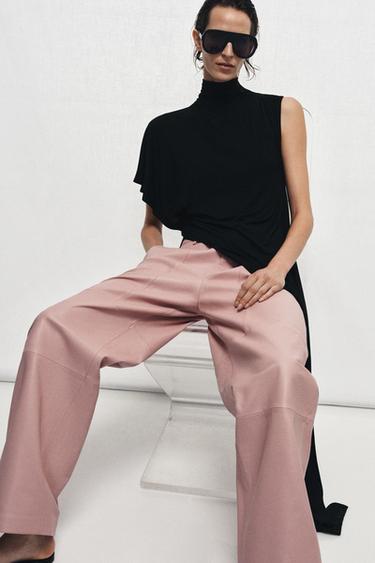 ZW COLLECTION LIMITED EDITION 100% LEATHER TROUSERS - Pink by Zara