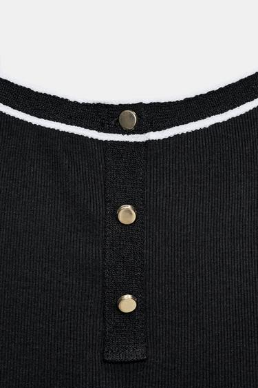 TOP À BRETELLES LISERÉS CONTRASTANTS - Noir / Blanc de Zara - Image 6