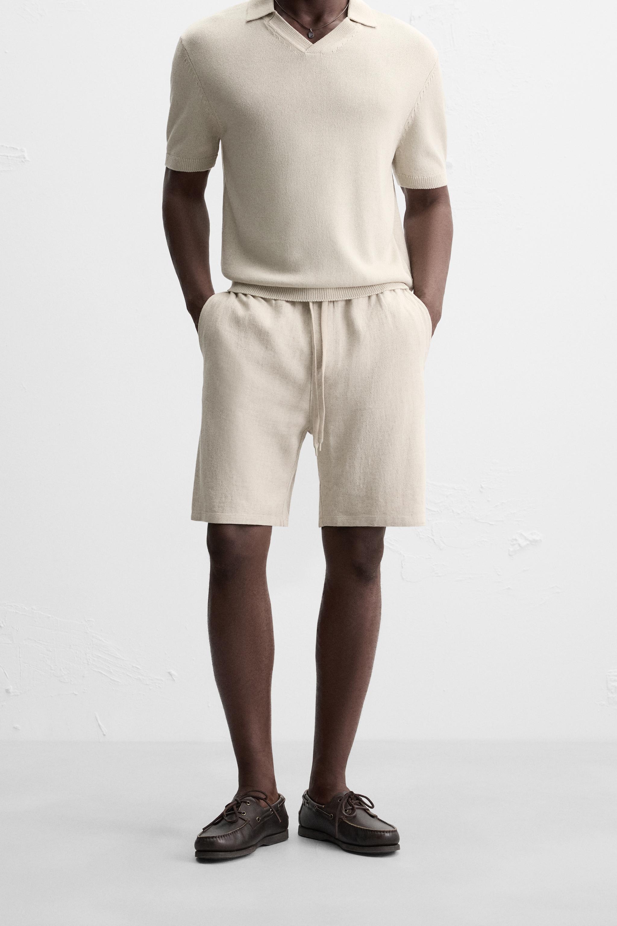 Linen Shorts Zara Homme Short SHORTS WITH LINEN Light Beige ZARA