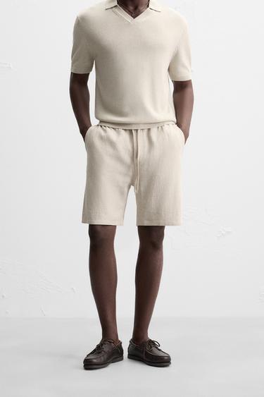 LINEN - VISCOSE BERMUDA SHORTS - Light beige by Zara