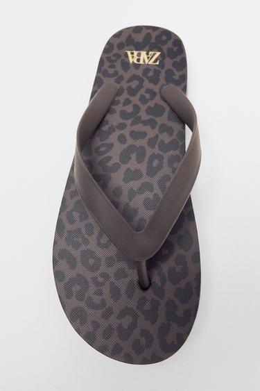 PRINTED FLAT SANDALS - Leopard by Zara