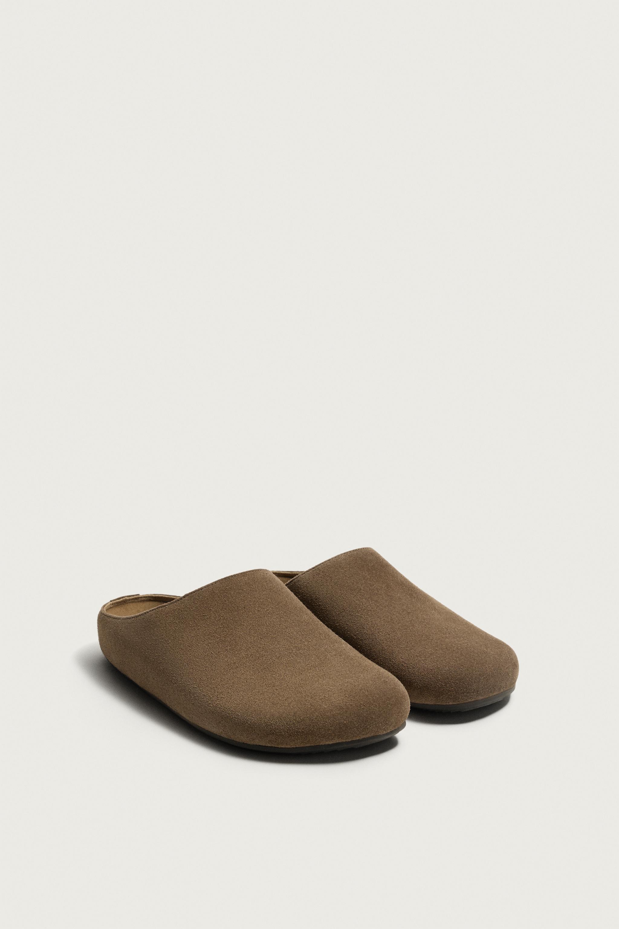 LEATHER CLOGS — Taupe Gray