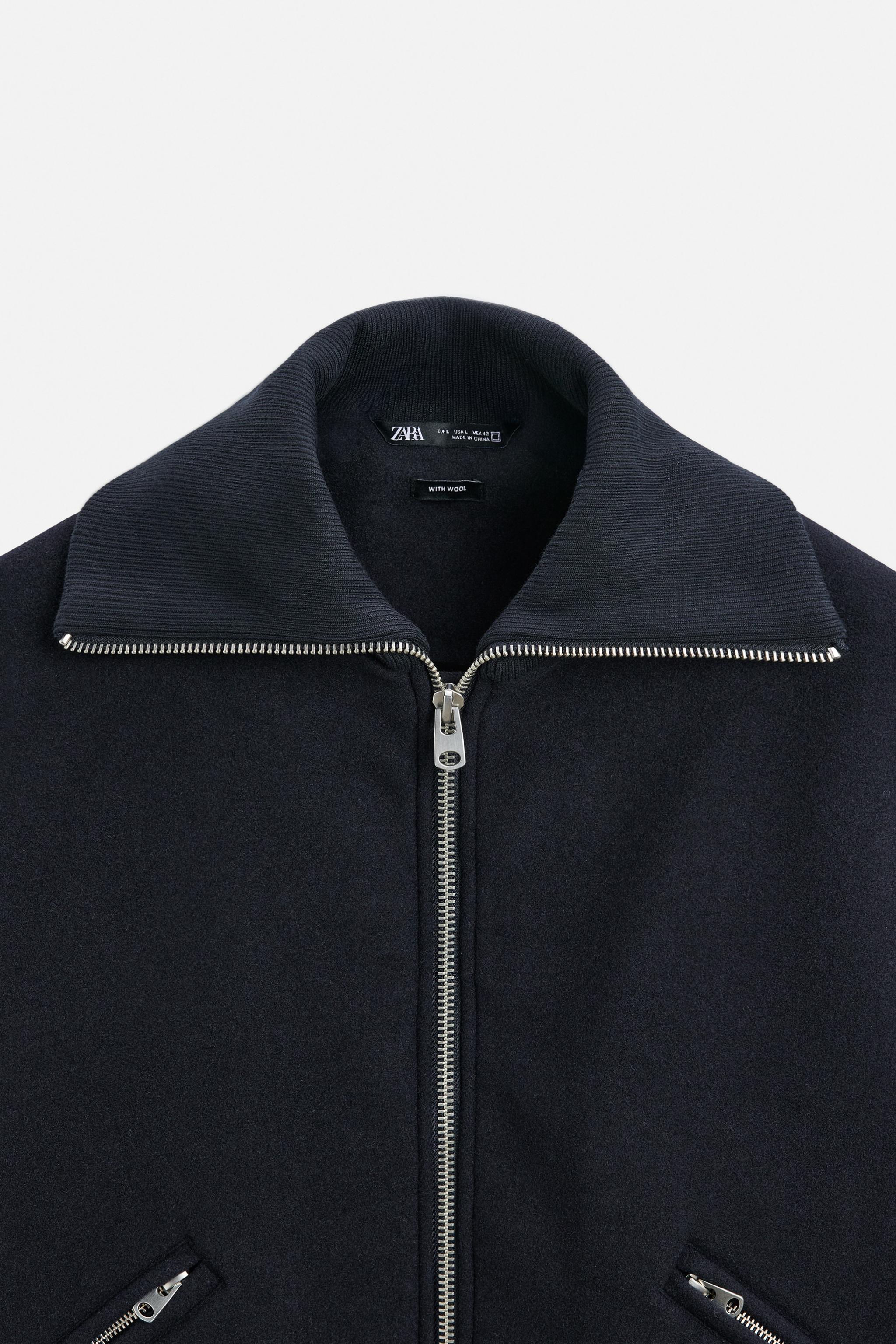 JACKET WITH RIBBED COLLAR - Navy blue | ZARA Singapore
