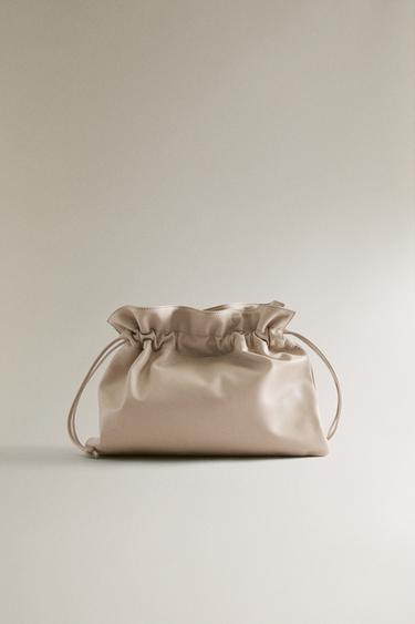 LARGE LEATHER CLUTCH BAG - Beige by Zara - Image 0