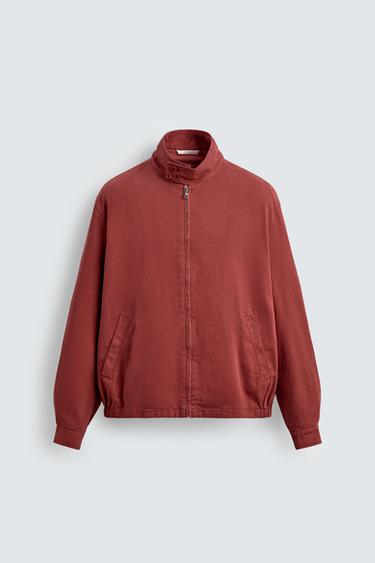라이트웨이트 코튼 점퍼 - Zara 다크 레드