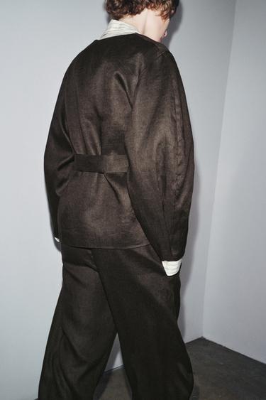 KIMONO LIN CEINTURE ZW COLLECTION - Marron de Zara - Image 4