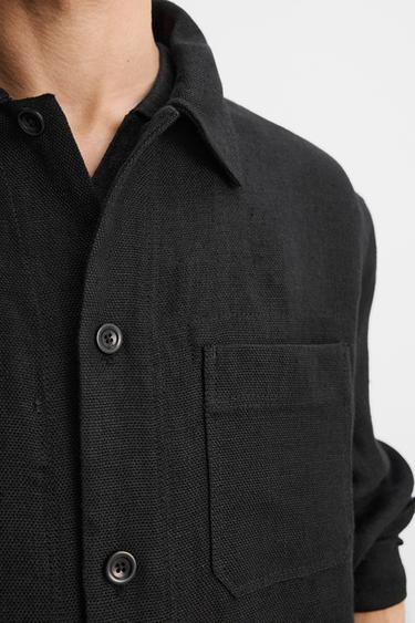100% LINEN LIMITED EDITION OVERSHIRT - Black by Zara - Image 6