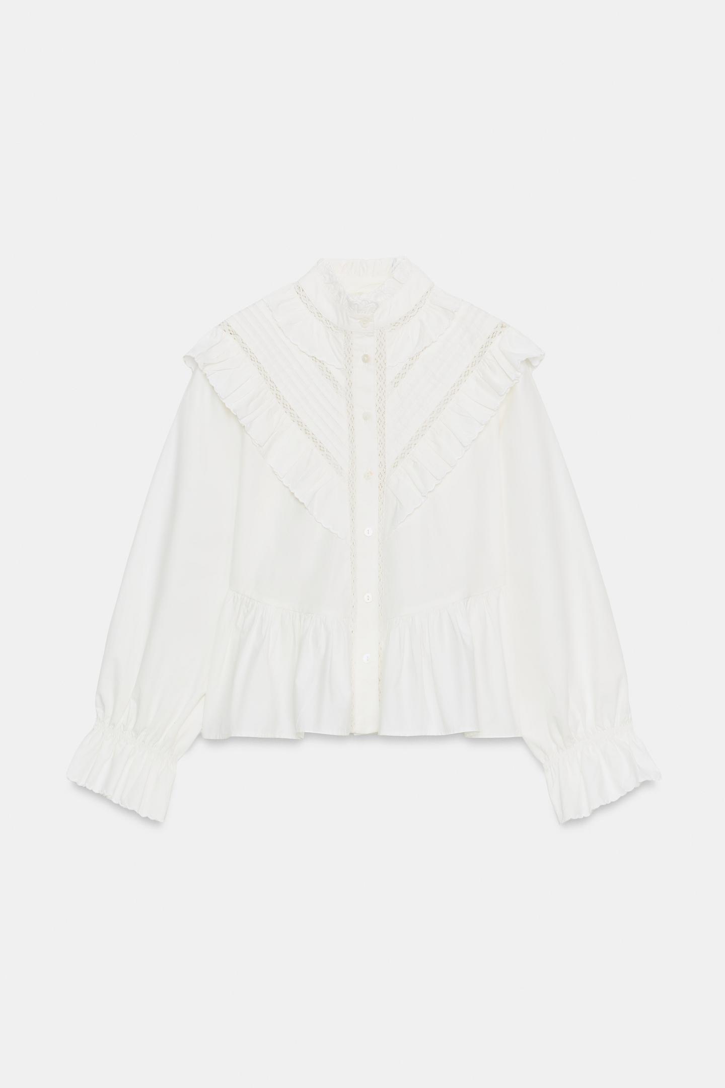 Женская блузка Zara Romantic Ruffle Blouse, цвет: Белый — фото 8