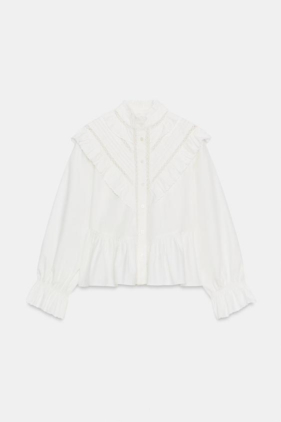 BLOUSE ROMANTIQUE À VOLANTS - Blanc de Zara - Image 7