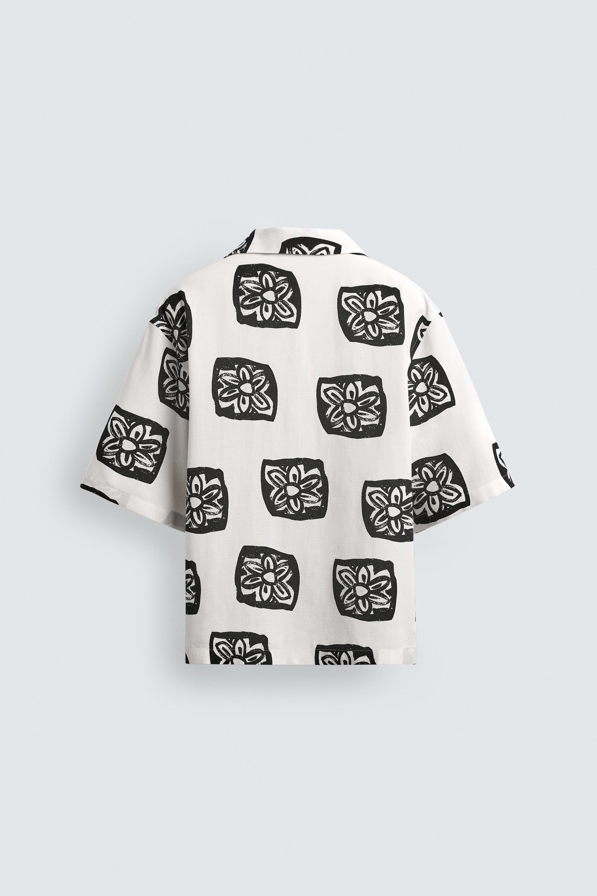CONTRAST PRINT RELAXED FIT SHIRT