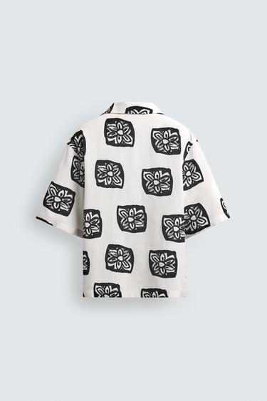 CHEMISE RELAXED FIT À IMPRIMÉ CONTRASTE - Blanc de Zara - Image 7