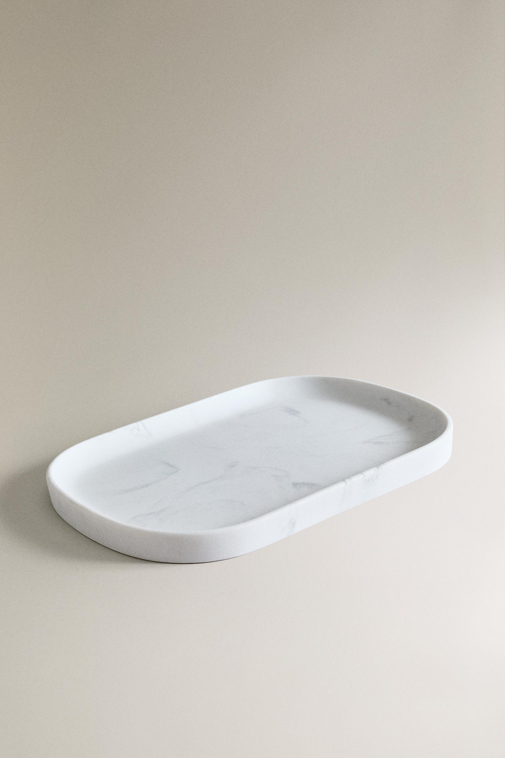 MARBLE-EFFECT BATHROOM TRAY — Gray