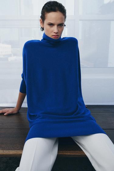 LONG KNIT BATWING SLEEVE JUMPER - Bluish by Zara