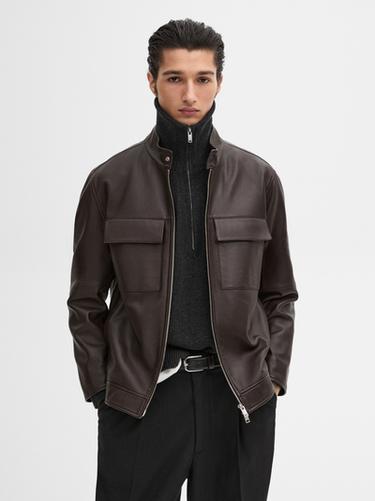 Zara Nappa leather jacket with pockets - Brown