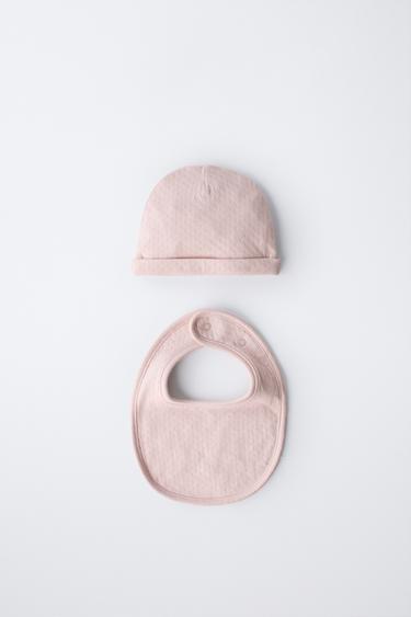 PACK GORRO E BABETE COM ESTRUTURA - Rosa-pálido da Zara