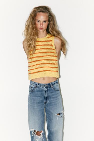 STRIPED KNIT TOP - Yellow by Zara