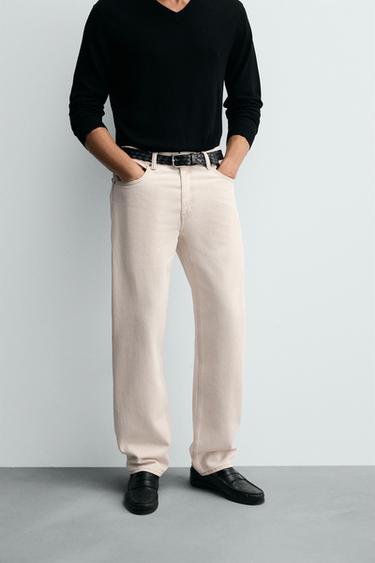 REGULAR STRAIGHT-LEG JEANS - Ecru by Zara