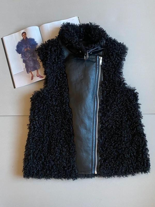 REVERSIBLE FAUX SHEARLING GILET ZW COLLECTION - Image 4