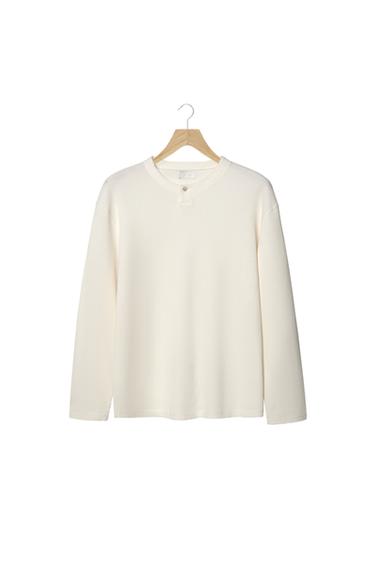 CAMISETA WAFFLE CUELLO PANADERO - Blanco roto de Zara
