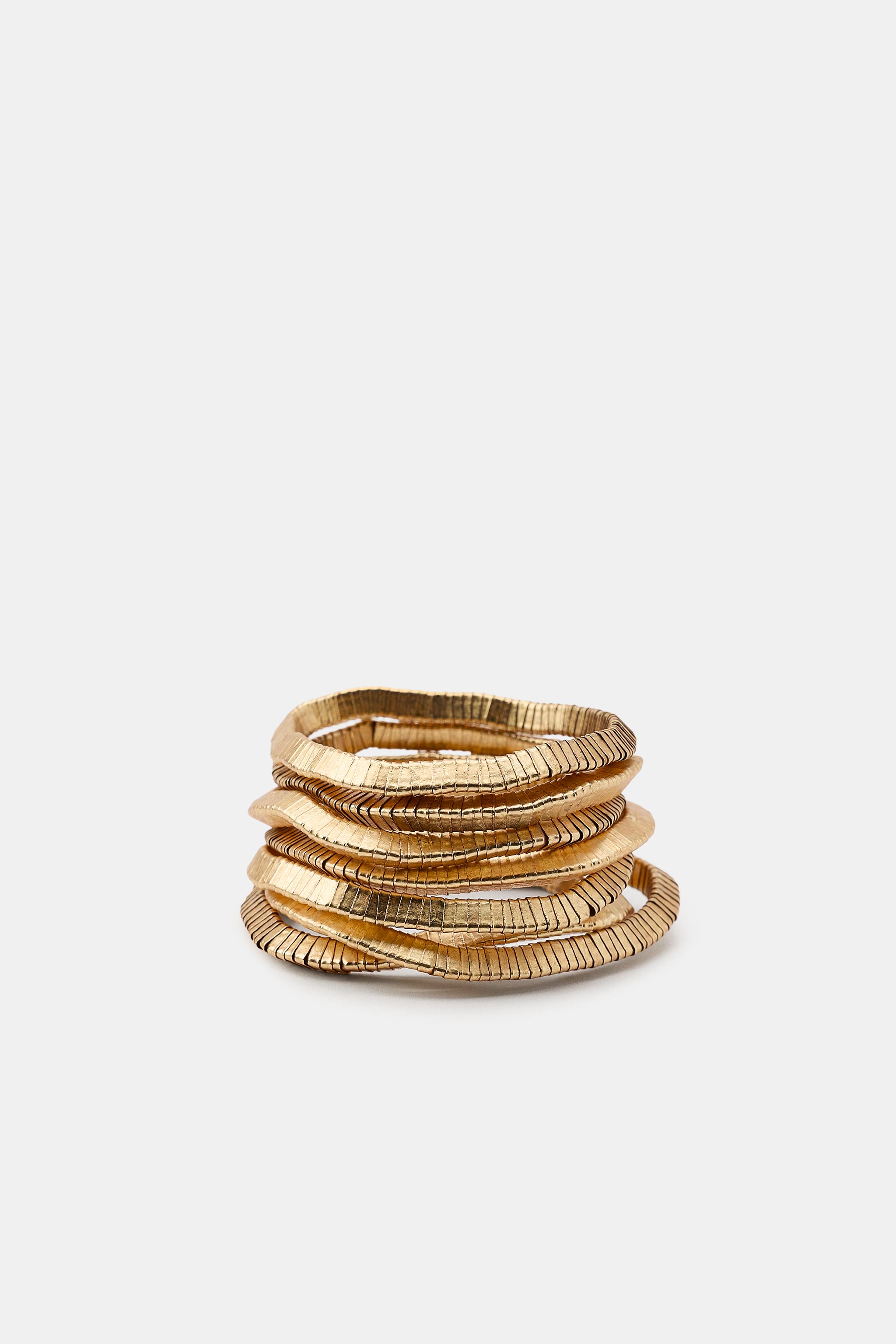 6-PACK ELASTIC METAL PIECE BRACELETS — Golden