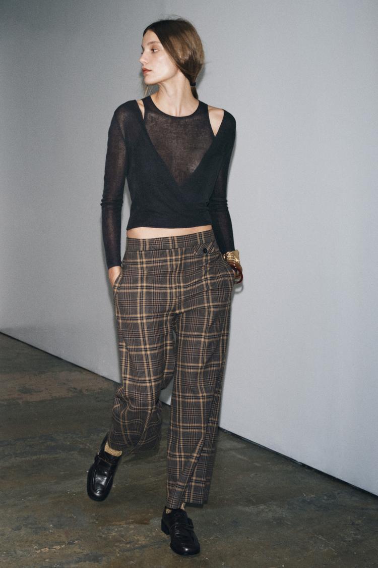ZW COLLECTION PLAID ANKLE PANTS Multicolored ZARA Canada
