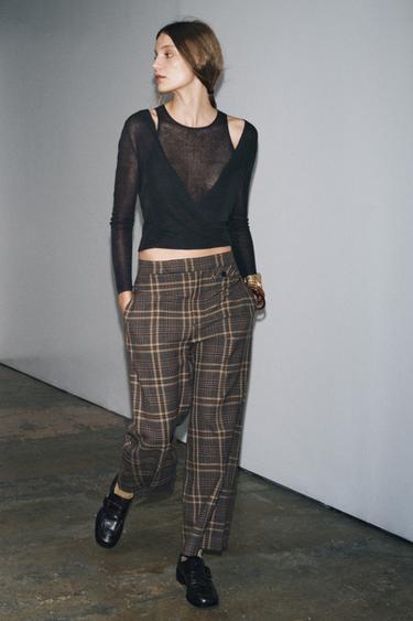 PANTALONI ALLA CAVIGLIA A QUADRI ZW COLLECTION - Multicolore di Zara - Immagine 0