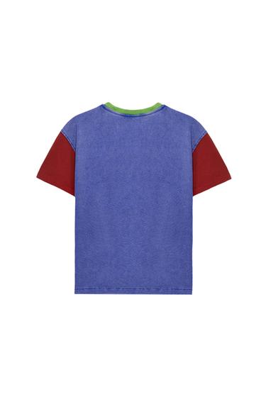 SLIM CROPPED COLOUR BLOCK T-SHIRT - Blue by Zara - Image 3