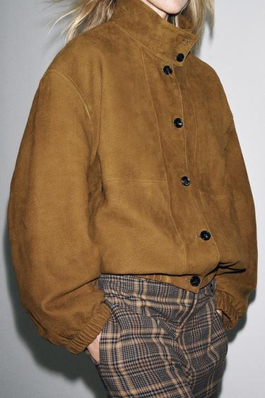 CAZADORA BOMBER PIEL ZW COLLECTION LIMITED EDITION - Khaki de Zara