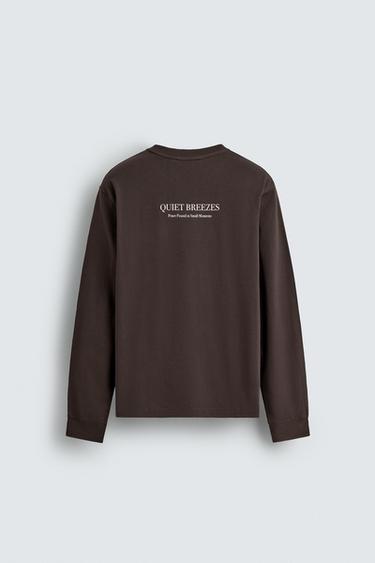 SLOGAN PRINT T-SHIRT - Brown by Zara - Image 6