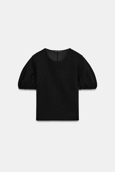 TOP À MANCHES BOUFFANTES - Noir de Zara - Image 6