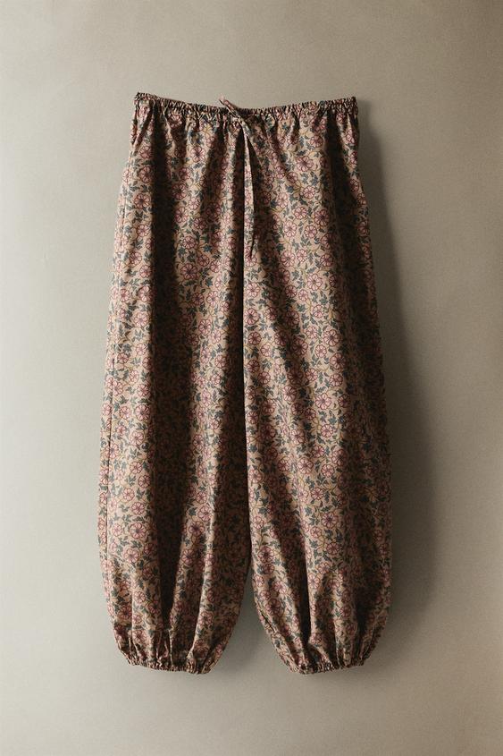 PANTALON BOUFFANT FLEURS - Rose de Zara - Image 4